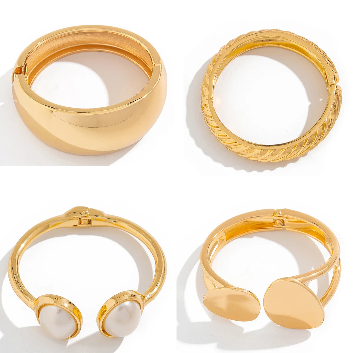 Chunky Gold Spring Bangle – Statement Metal Bracelet