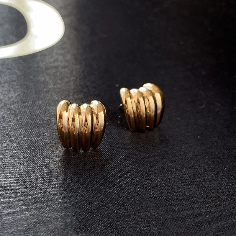 The Obsidian Hoops – Metallic Oval Earrings