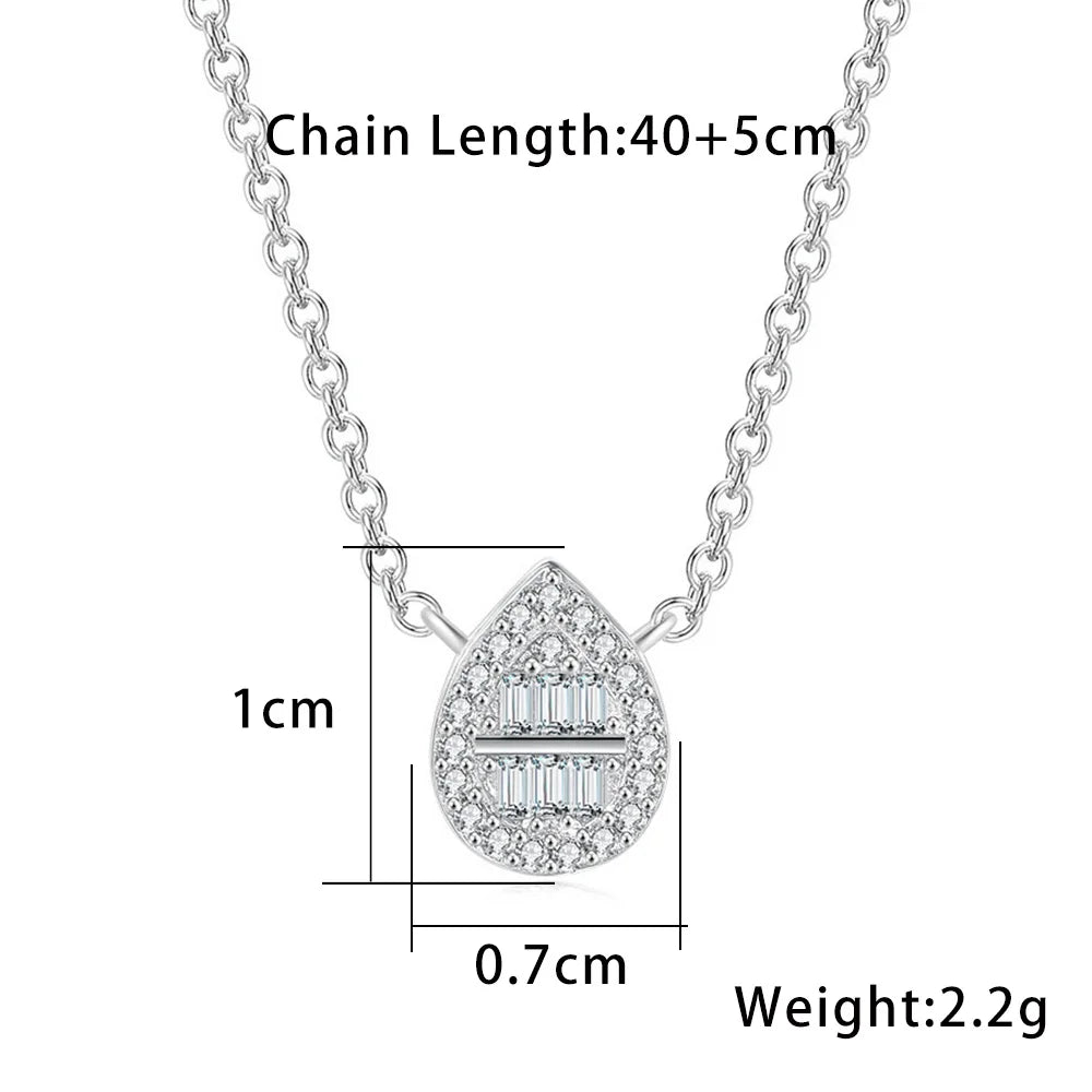 Iced Out Heart Pendant Necklace – Korean-Inspired Waterdrop Crystal Choker