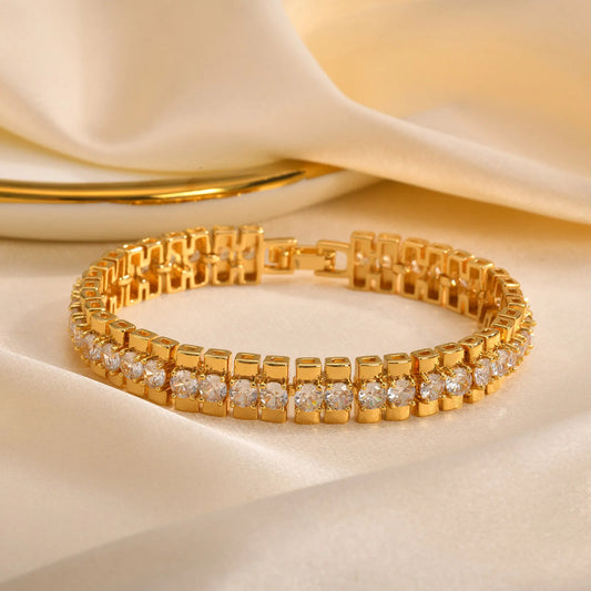 14K Gold-Plated Signature Paperclip Bracelet with CZ Watch Links – Adjustable. Elevated. Iconic.