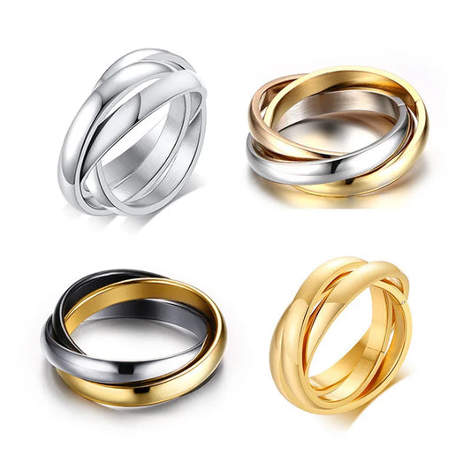 The Trinity Band – Interlocked Stainless Steel Triple Ring