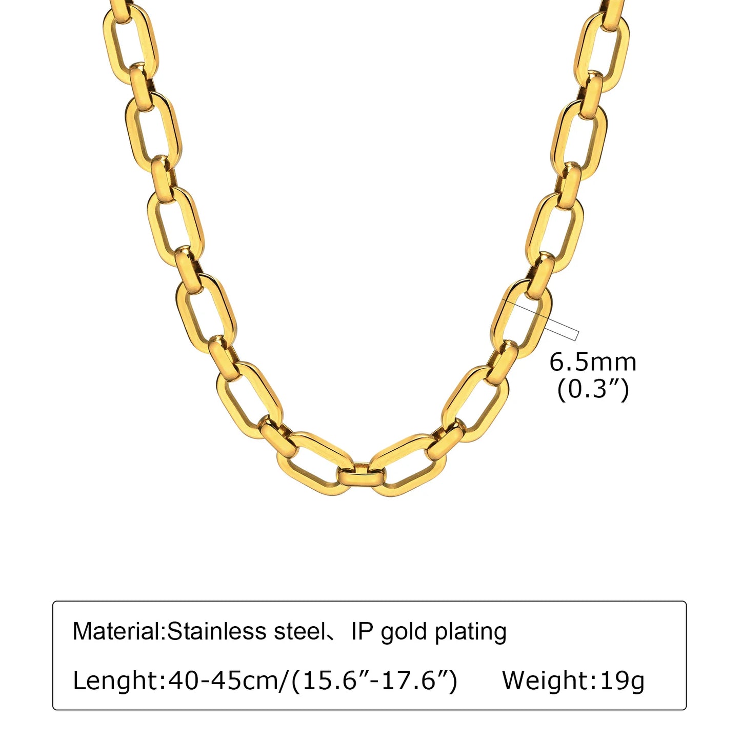 Mariner Luxe Necklace – Chunky Oval Link Gold Tone Chain