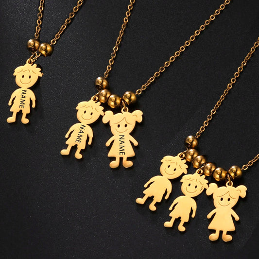 Custom Boy & Girl Name Necklace – Personalized Pendant in Polished Stainless Steel