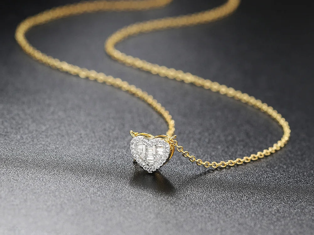 Iced Out Heart Pendant Necklace – Korean-Inspired Waterdrop Crystal Choker