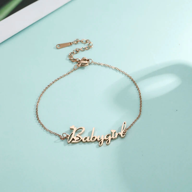 Personalized Name Letter Bracelet – Custom Baby or Child Anklet in Polished Stainless Steel