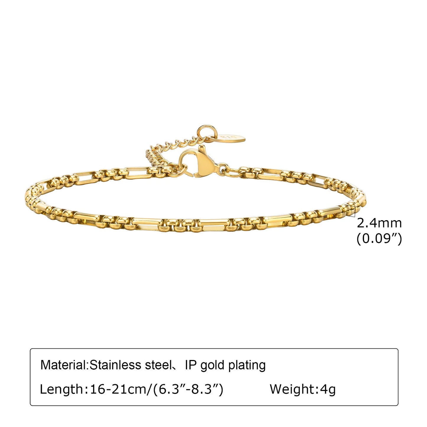 18K Gold Veyra Twist Bracelet – Chunky Adjustable Gold Stainless Steel Chain