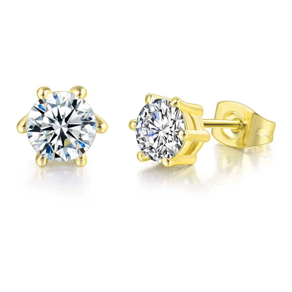 Rose Gold Crystal Stud Earrings – Elegant Zirconia AAA