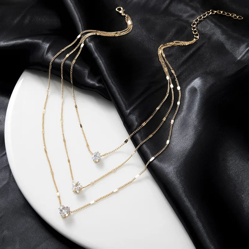 The Vespera Pendant – Multilayer Zircon Choker Necklace