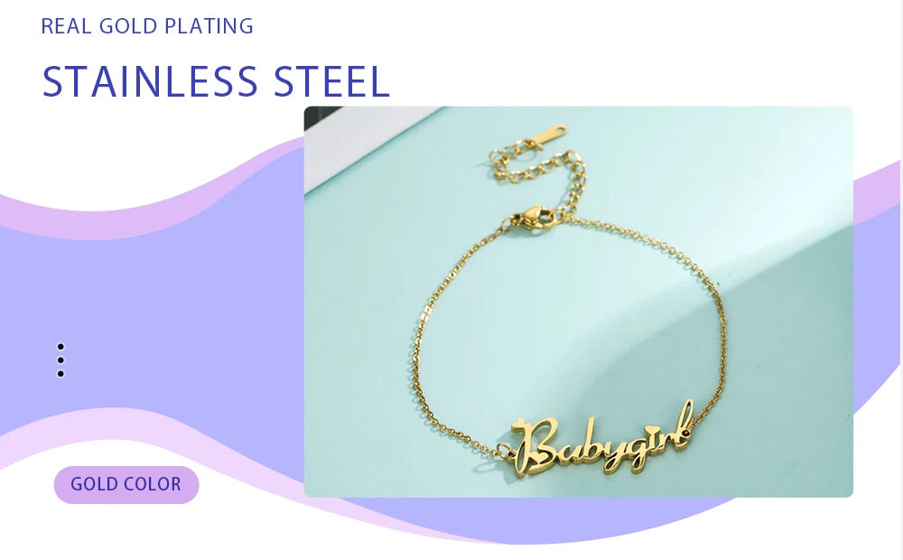 Personalized Name Letter Bracelet – Custom Baby or Child Anklet in Polished Stainless Steel