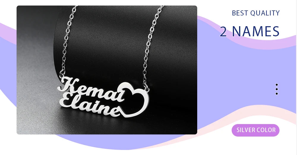 Elegant Custom Name Necklace – Dual Name Personalized Pendant in Premium Stainless Steel