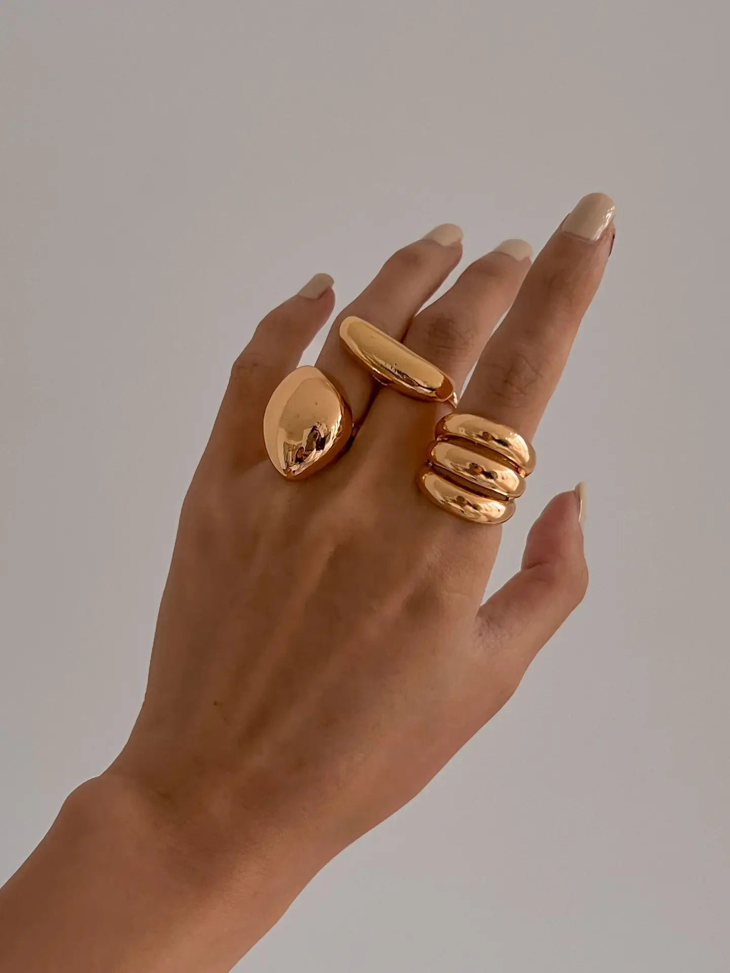 3-Piece Geometric Metal Ring Set – Gold & Silver Knuckle and Joint Statement