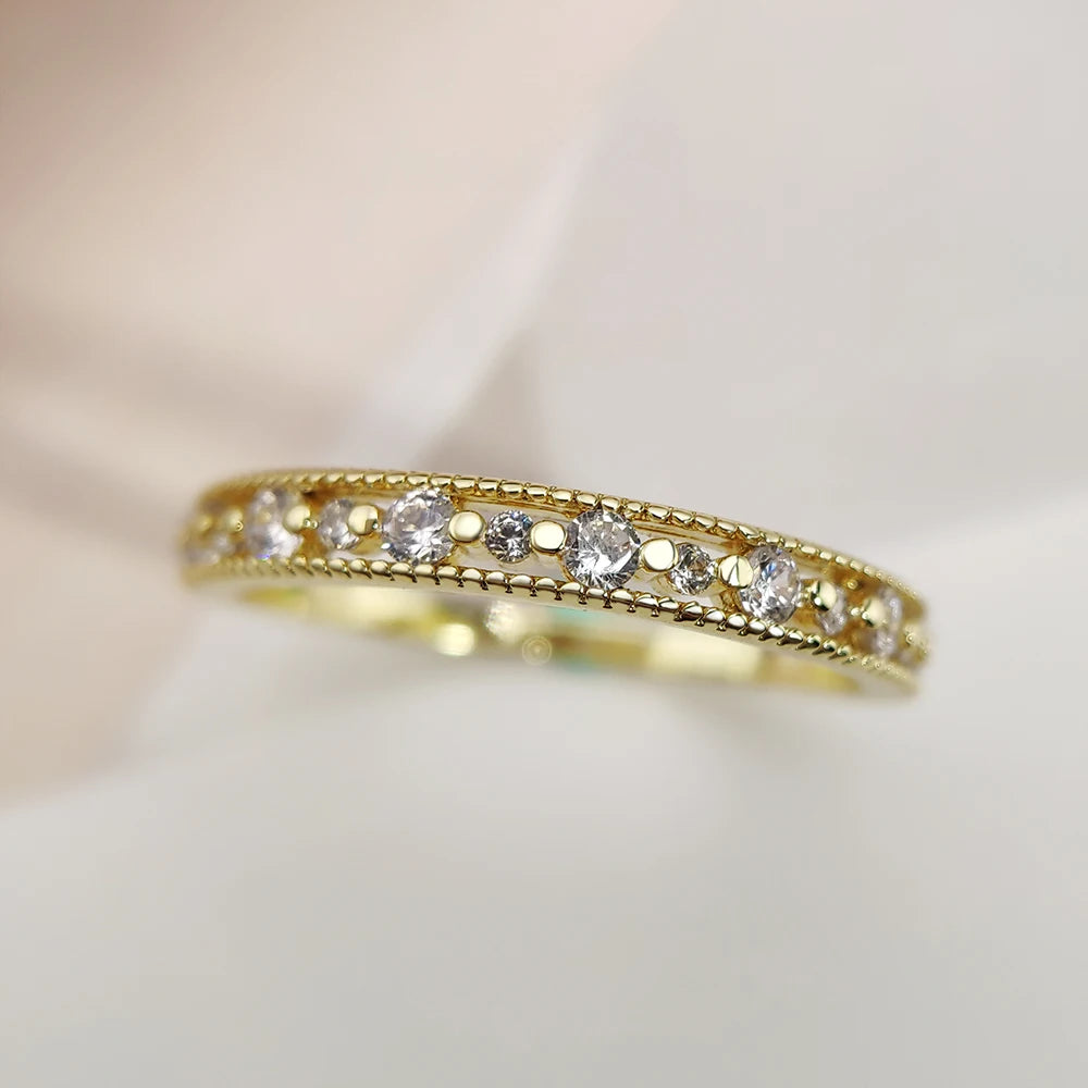 Shiny Gold Zircon Ring – Elegant & Premium Thin Ring