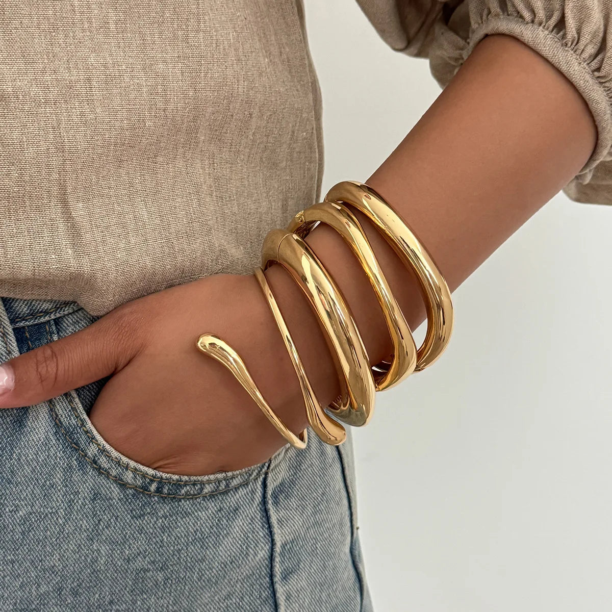 Obsidian Drop Cuff – Bold Geometric Bangle in Gold & Silver