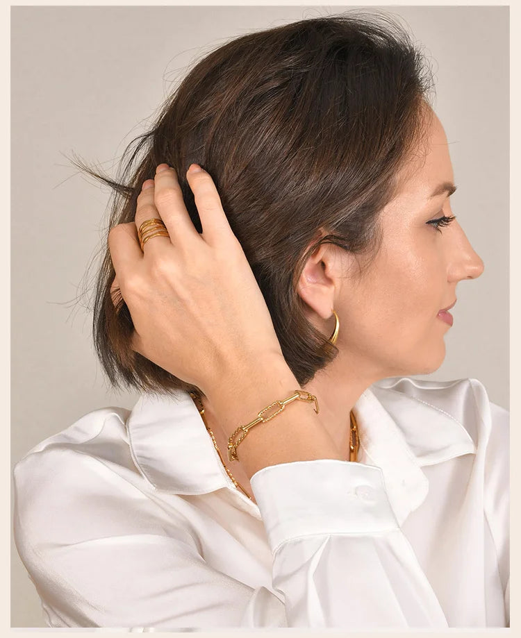 18K Gold Veyra Twist Bracelet – Chunky Adjustable Gold Stainless Steel Chain