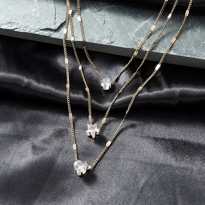 The Vespera Pendant – Multilayer Zircon Choker Necklace
