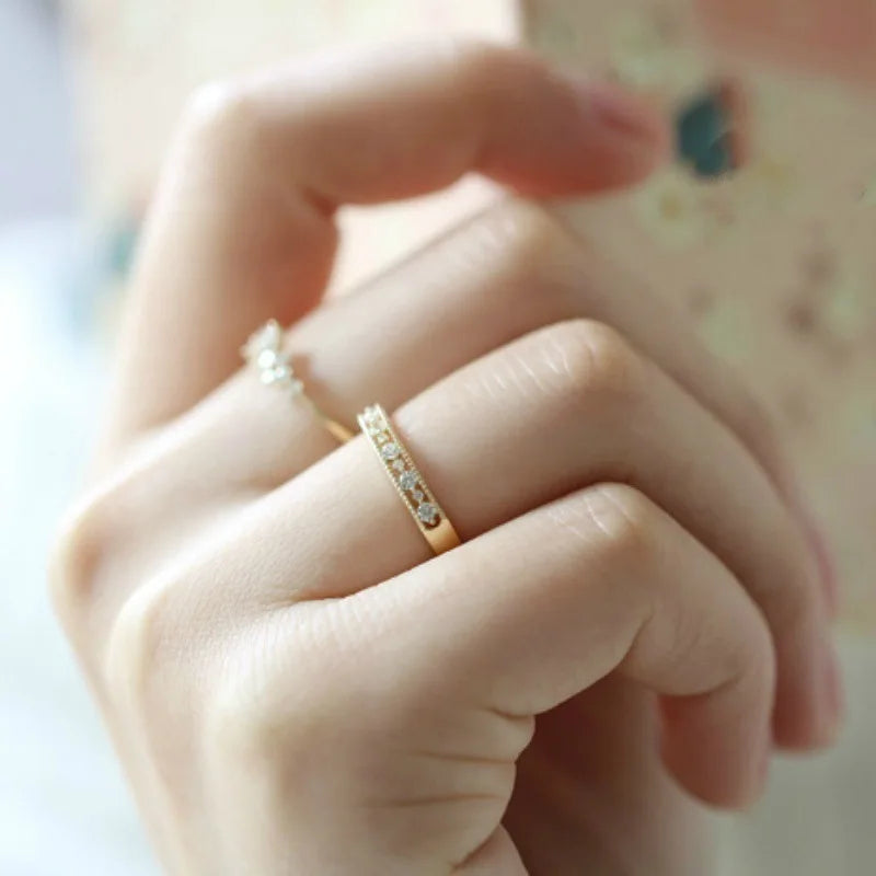 Shiny Gold Zircon Ring – Elegant & Premium Thin Ring
