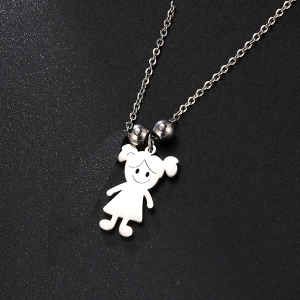Custom Boy & Girl Name Necklace – Personalized Pendant in Polished Stainless Steel