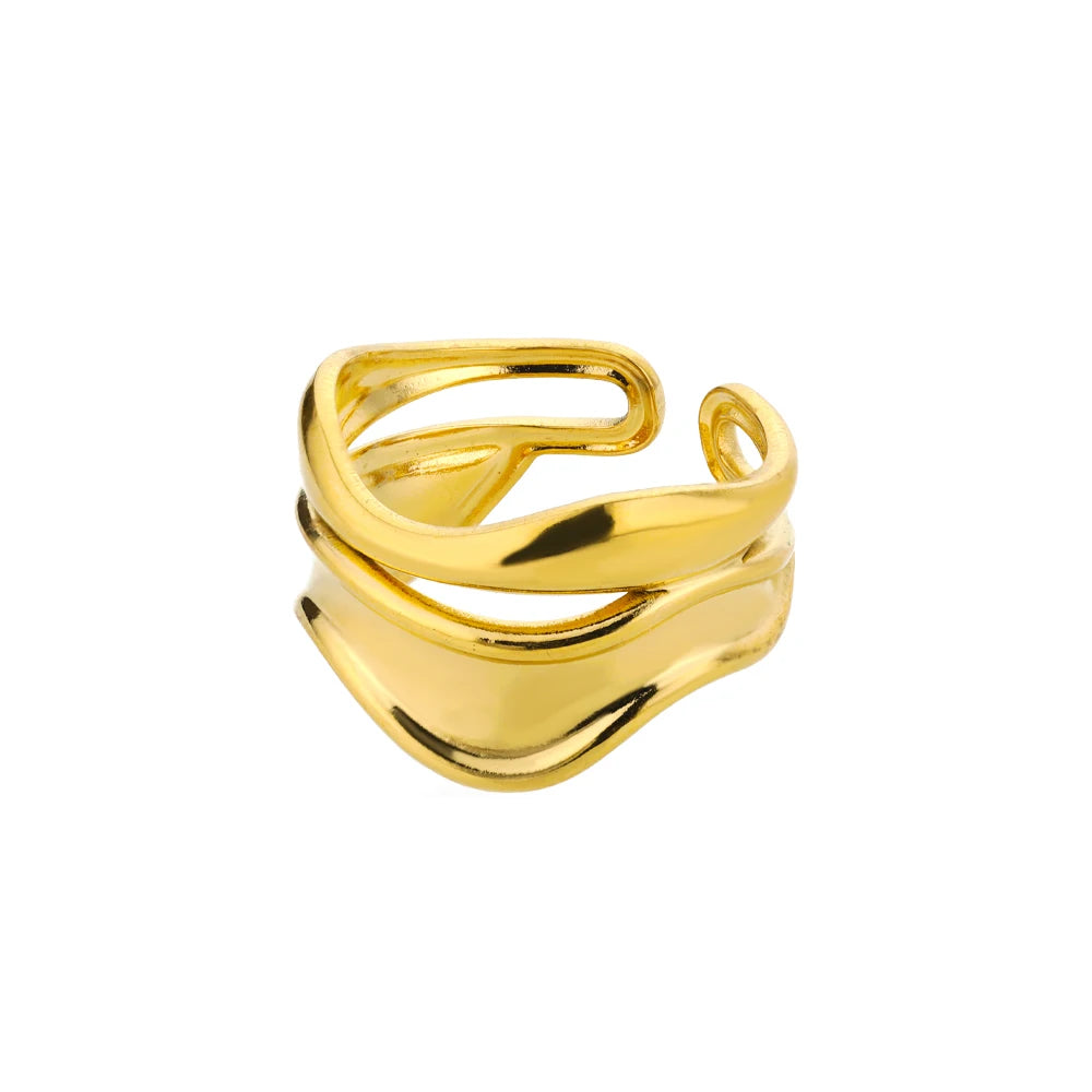 Stella Nova Rings – Adjustable Gold-Tone Stainless Steel with Star & Shell