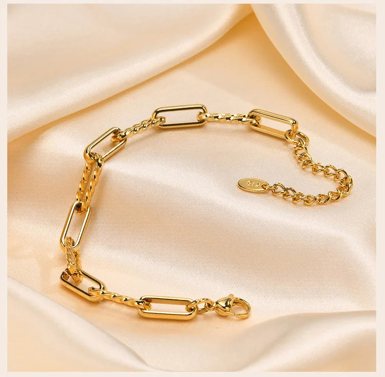 18K Gold Veyra Twist Bracelet – Chunky Adjustable Gold Stainless Steel Chain