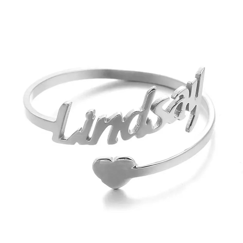Custom Name Heart Ring – Personalized Stainless Steel Ring