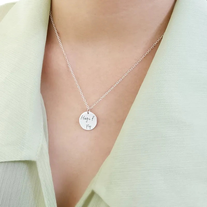 Custom Engraved Name Necklace – Personalized Stainless Steel Disc Pendant