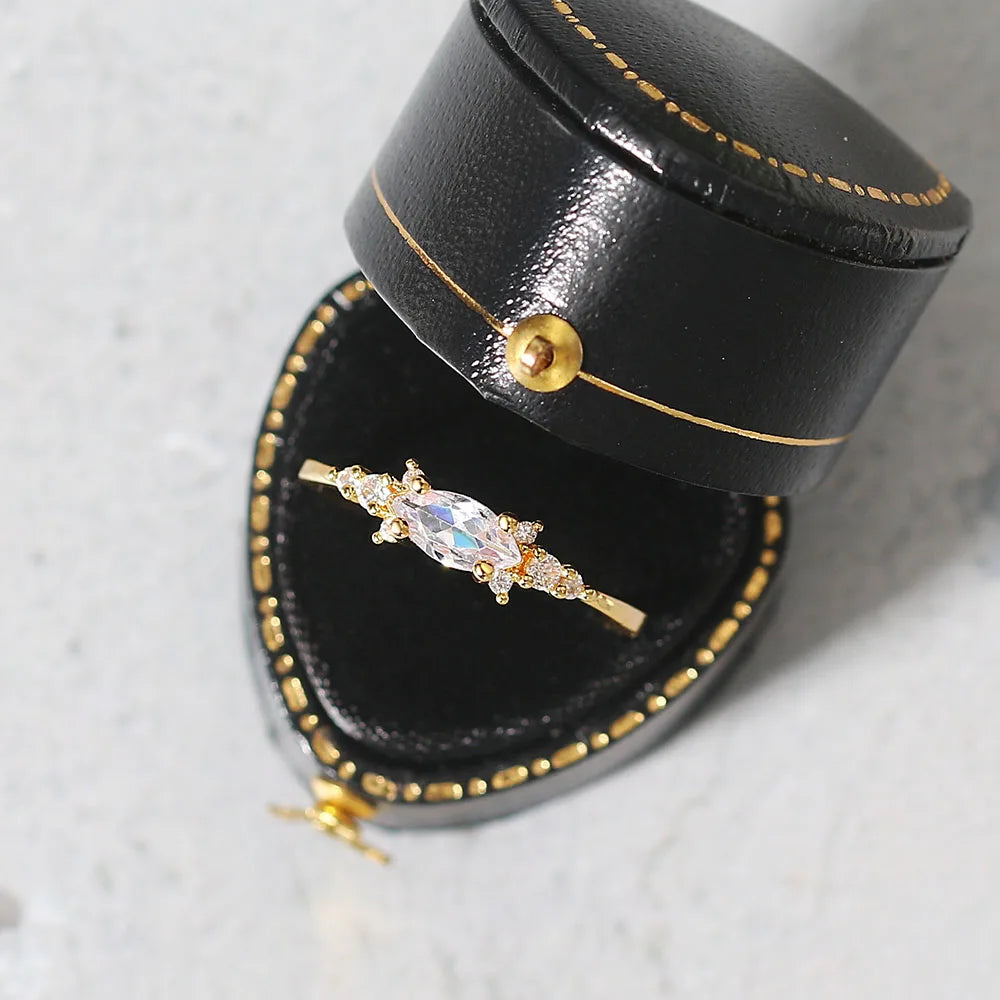 INS Trendy Gold Midi Ring – Dainty Zircon Luxury