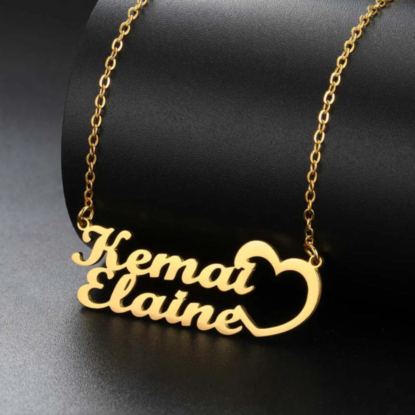 Elegant Custom Name Necklace – Dual Name Personalized Pendant in Premium Stainless Steel
