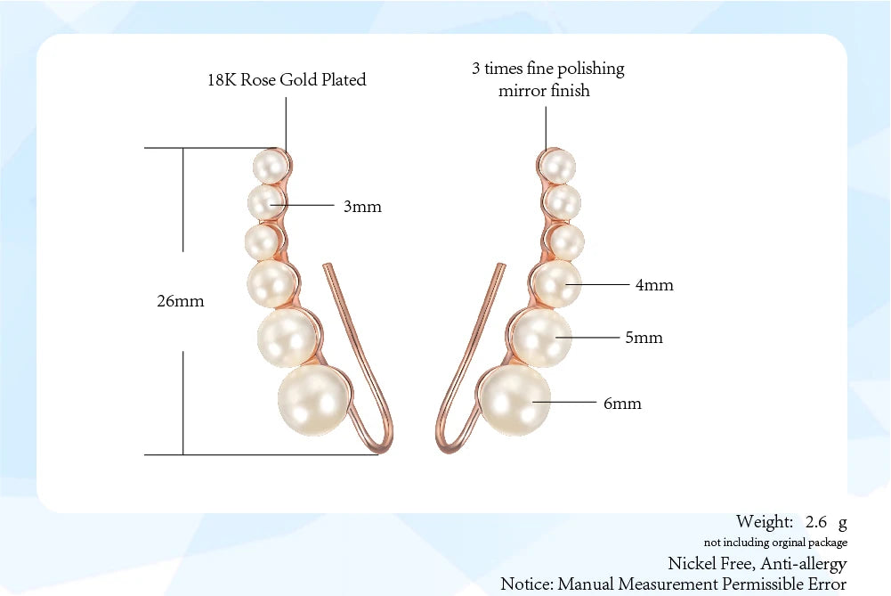 Elegant Climbing Crystal Ear Cuffs – Rose Gold Zirconia Hook Earrings