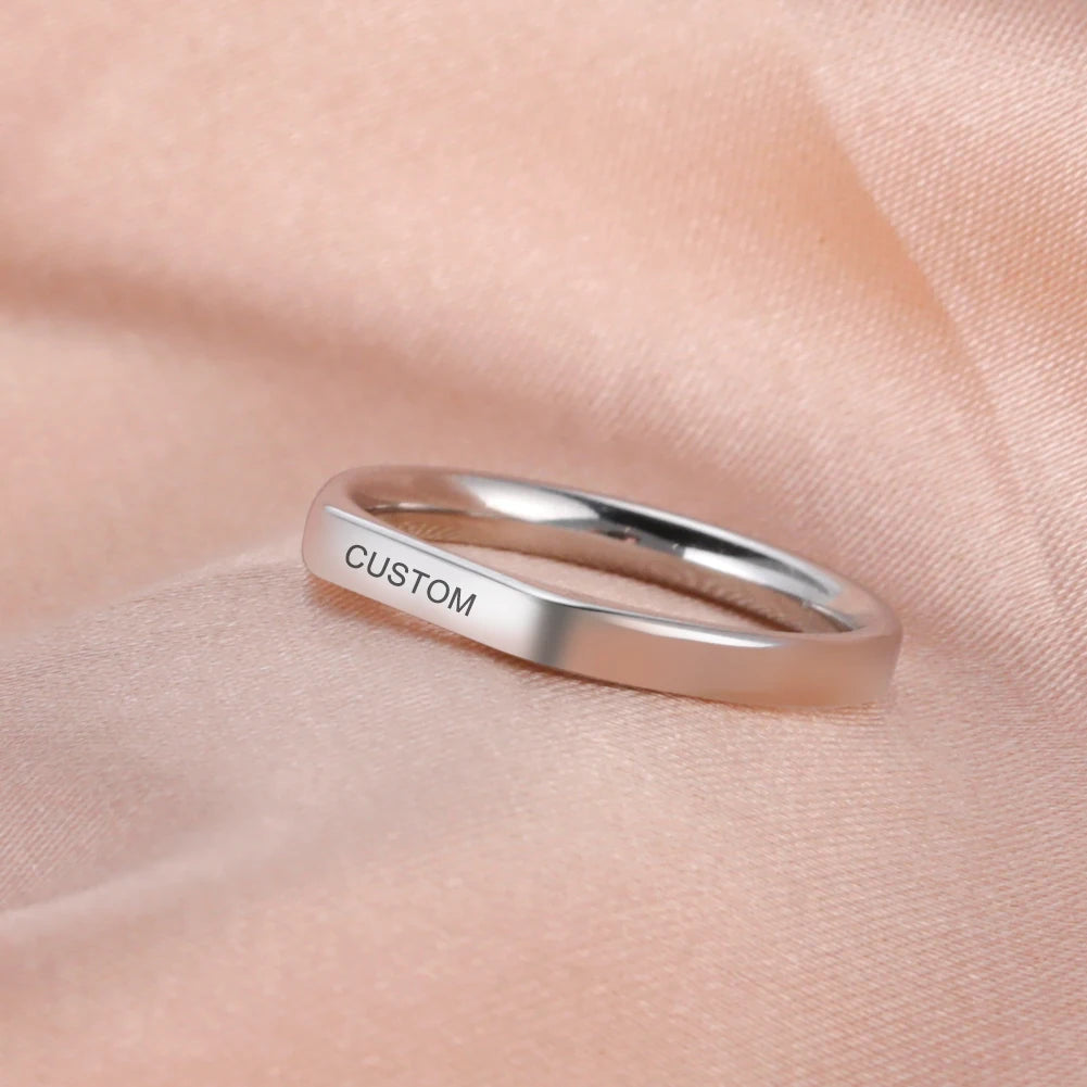 Personalized Engraved Name Ring – Custom Stainless Steel Band in Elegant Tone
