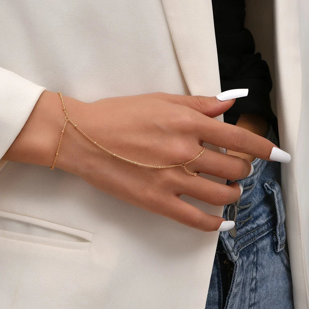 Aurum Bond Golden Bracelet & Ring Chain