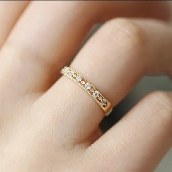INS Trendy Gold Midi Ring – Dainty Zircon Luxury