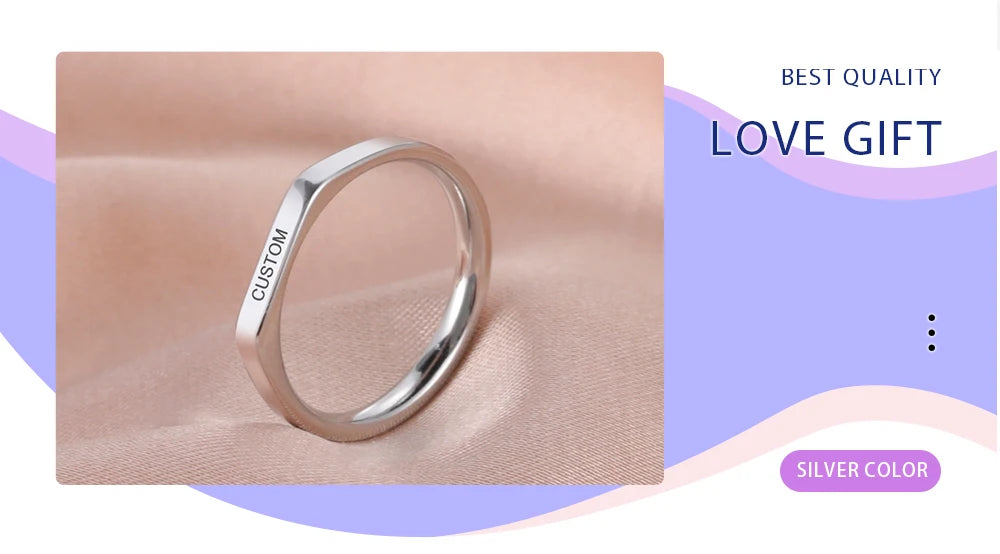 Personalized Engraved Name Ring – Custom Stainless Steel Band in Elegant Tone