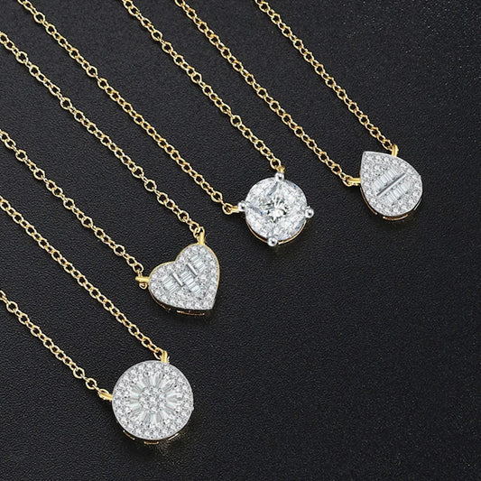 Iced Out Heart Pendant Necklace – Korean-Inspired Waterdrop Crystal Choker