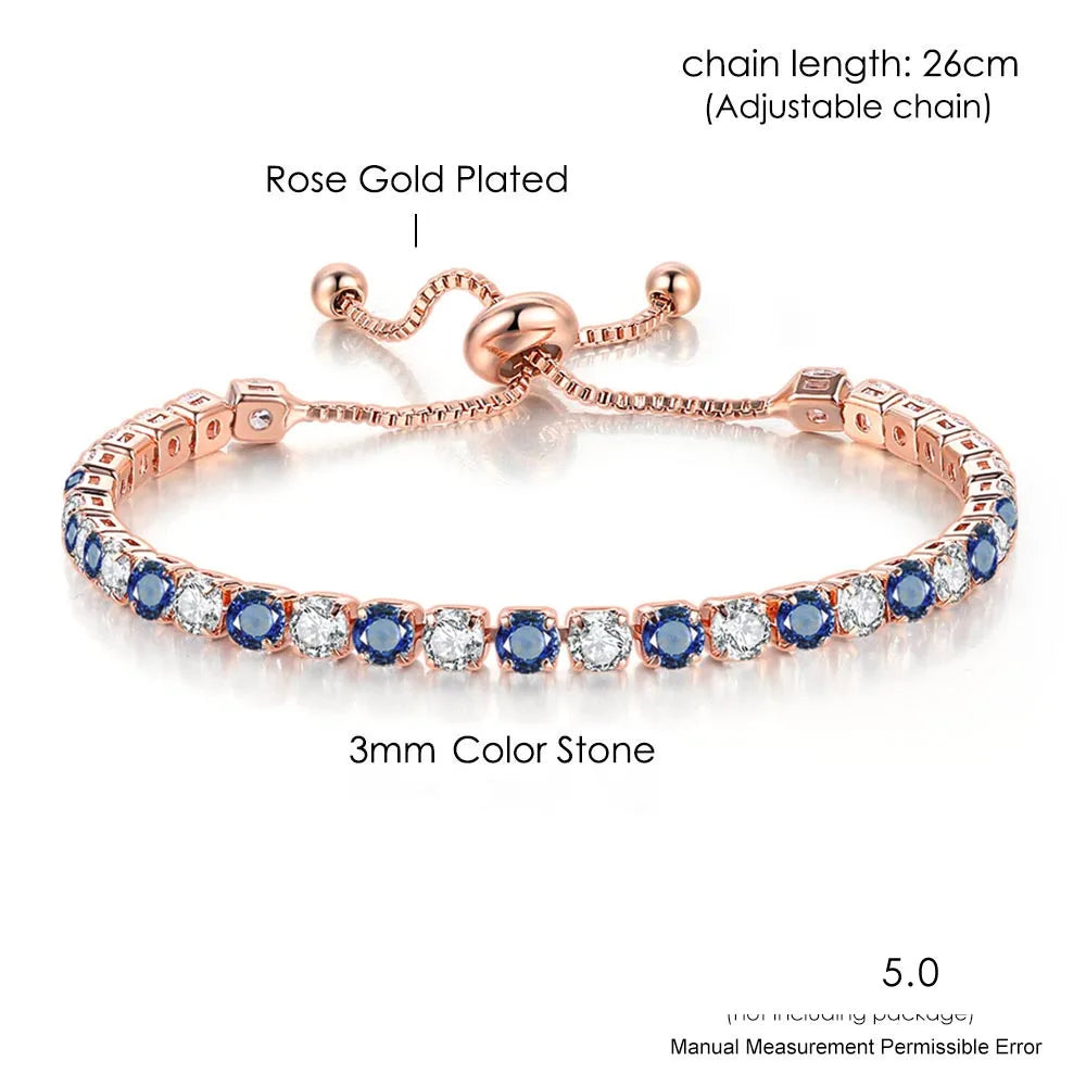 Adjustable Multicolor Tennis Bracelet – Rainbow Zircon Charm