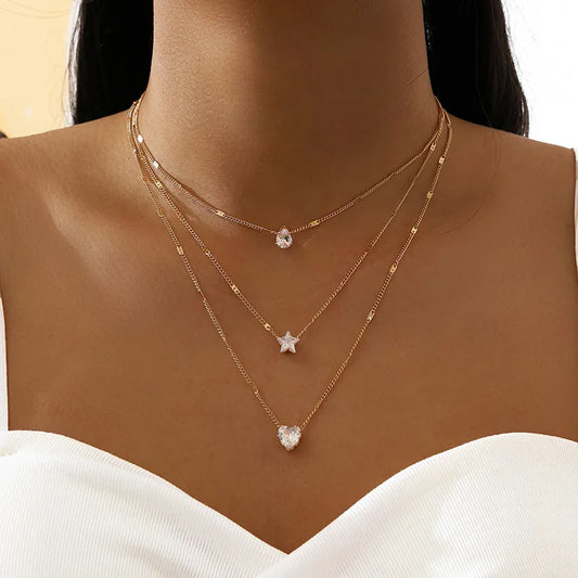 The Vespera Pendant – Multilayer Zircon Choker Necklace