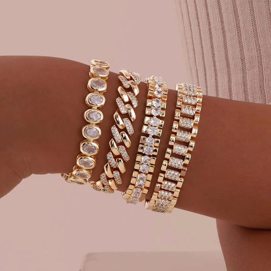 14K Gold-Plated Signature Paperclip Bracelet with CZ Watch Links – Adjustable. Elevated. Iconic.