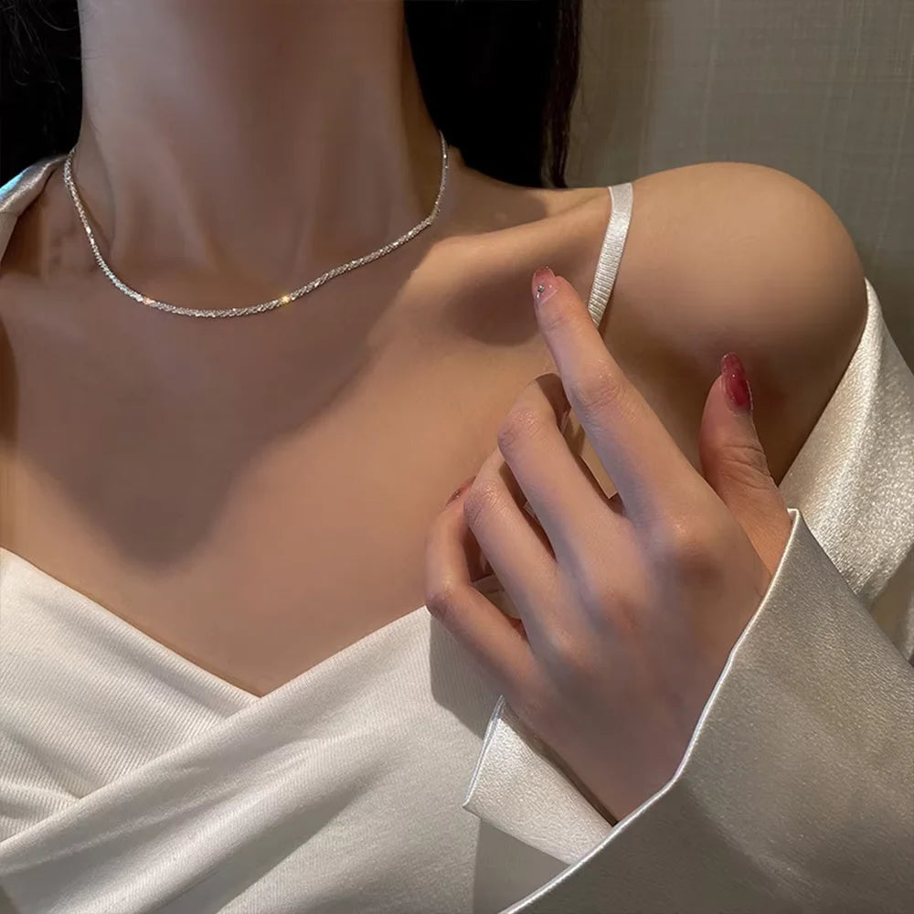 The Starlume Set – Shiny Silver Plated Necklace & Bracelet Duo