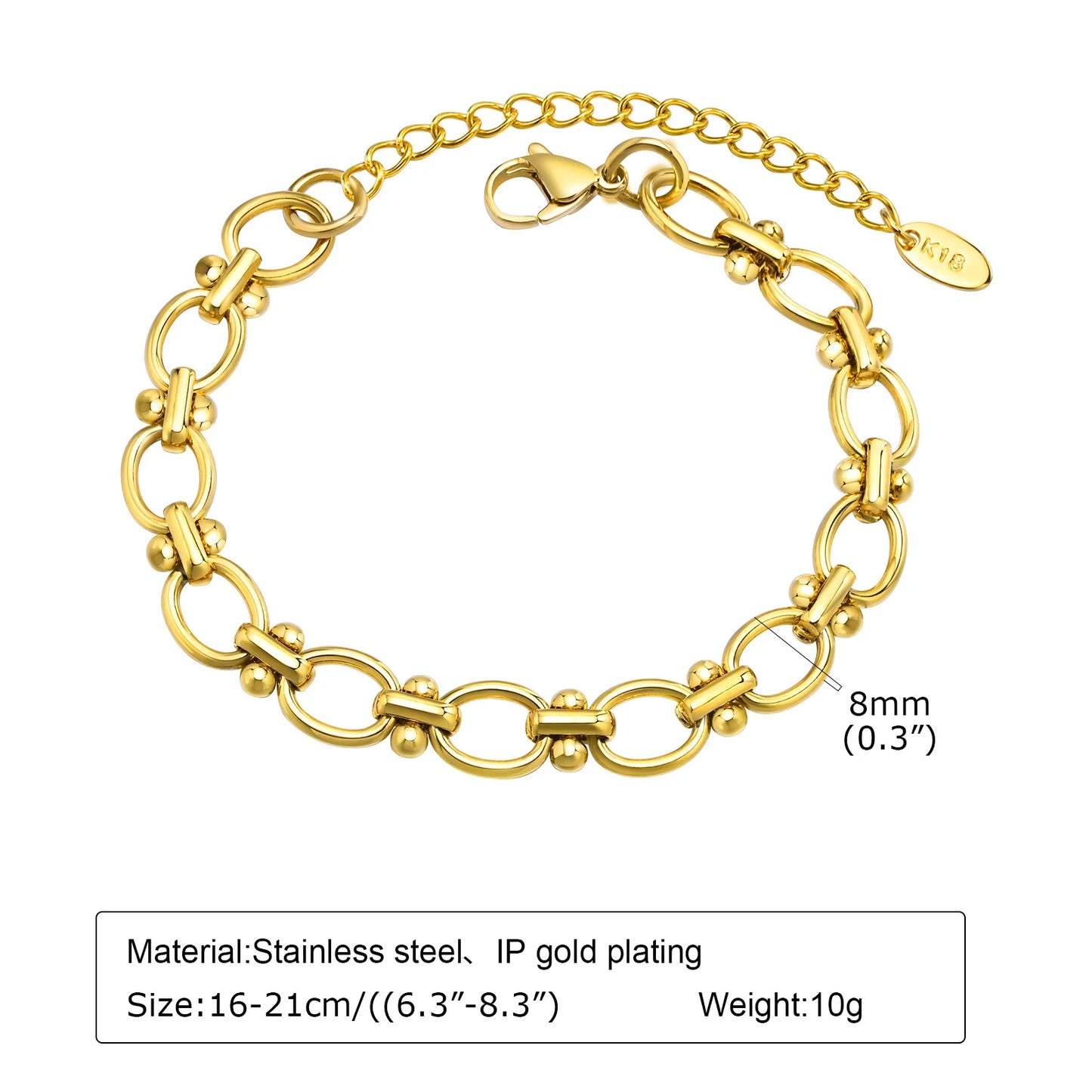18K Gold Veyra Twist Bracelet – Chunky Adjustable Gold Stainless Steel Chain