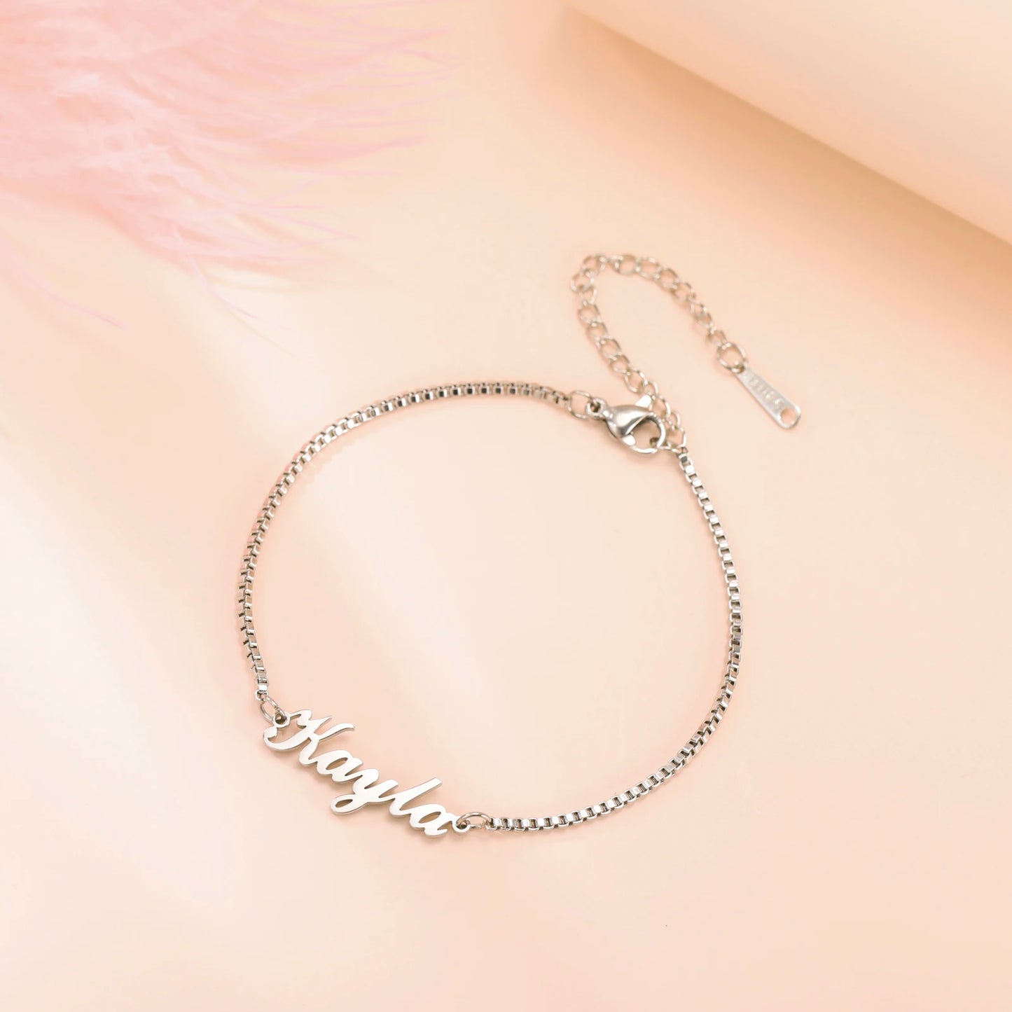 Luxury Personalized Name Bracelet – Custom Stainless Steel with Elegant Letter Charms