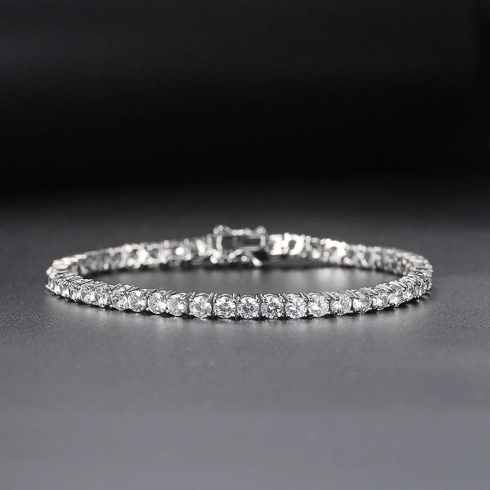 Elite Shine Tennis Bracelet – Precision-Cut CZ, Sleek 1-Row Design, Double Buckle