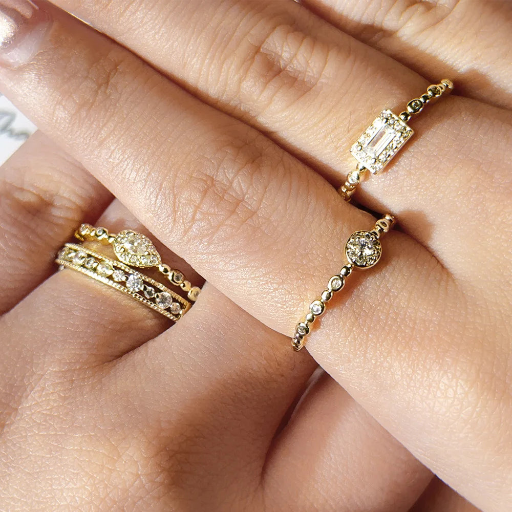 Shiny Gold Zircon Ring – Elegant & Premium Thin Ring