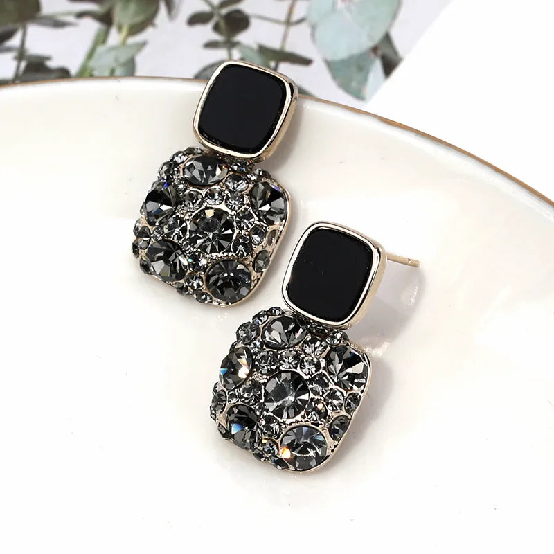 Unique Vintage Shiny Crystal Geometric Earrings