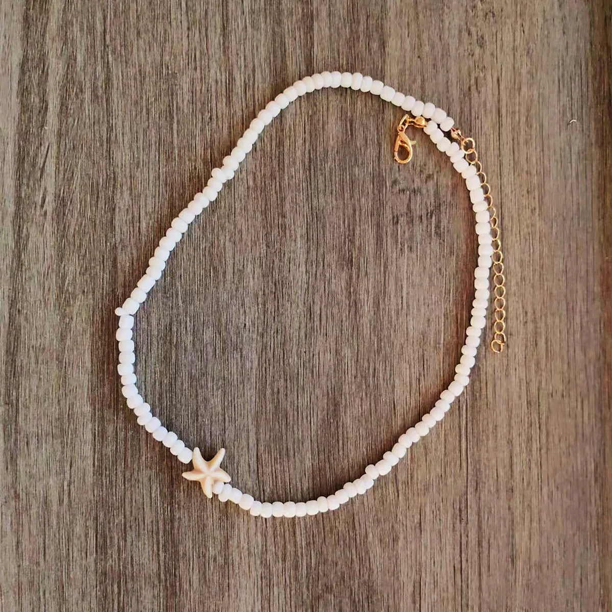 Tidepool Starfish & Turtle Beaded Choker – Adjustable Surf Necklace, Ocean-Inspired Design