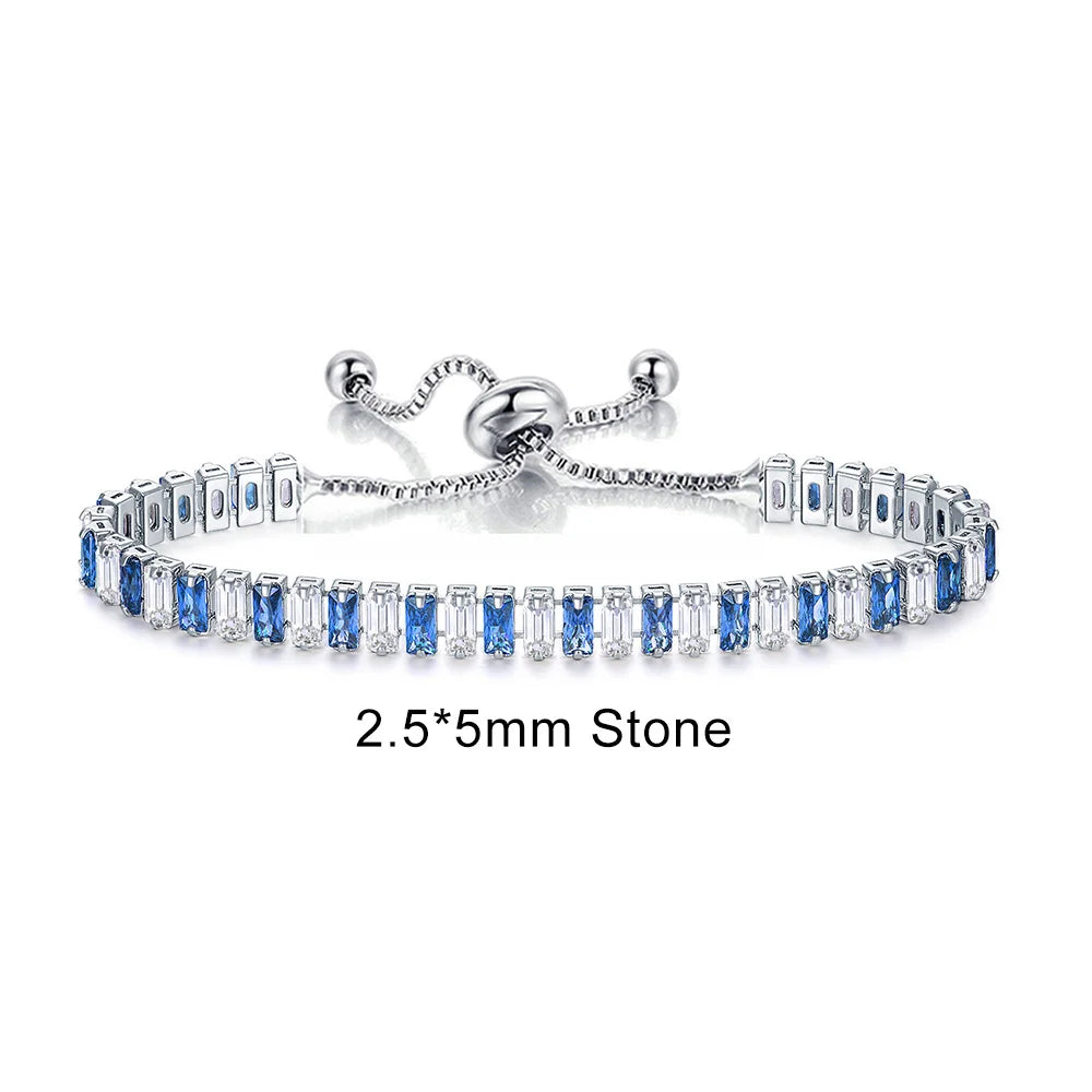 Adjustable Multicolor Tennis Bracelet – Rainbow Zircon Charm