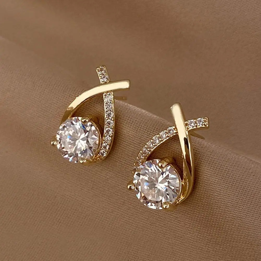 ELEGANT SHINE CROSS STUD Earrings