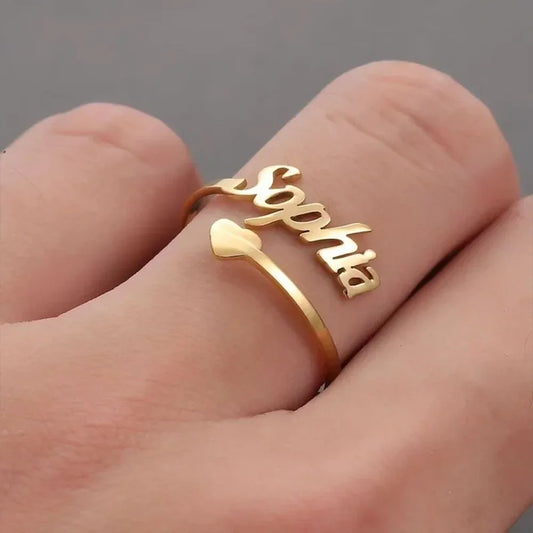 Custom Name Heart Ring – Personalized Stainless Steel Ring