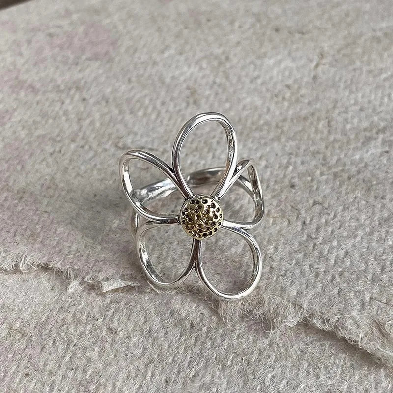 Sterling Silver Flower Rings – Modern Minimalist Bands