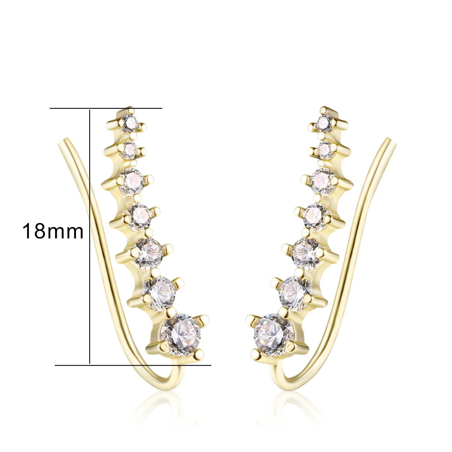Elegant Climbing Crystal Ear Cuffs – Rose Gold Zirconia Hook Earrings