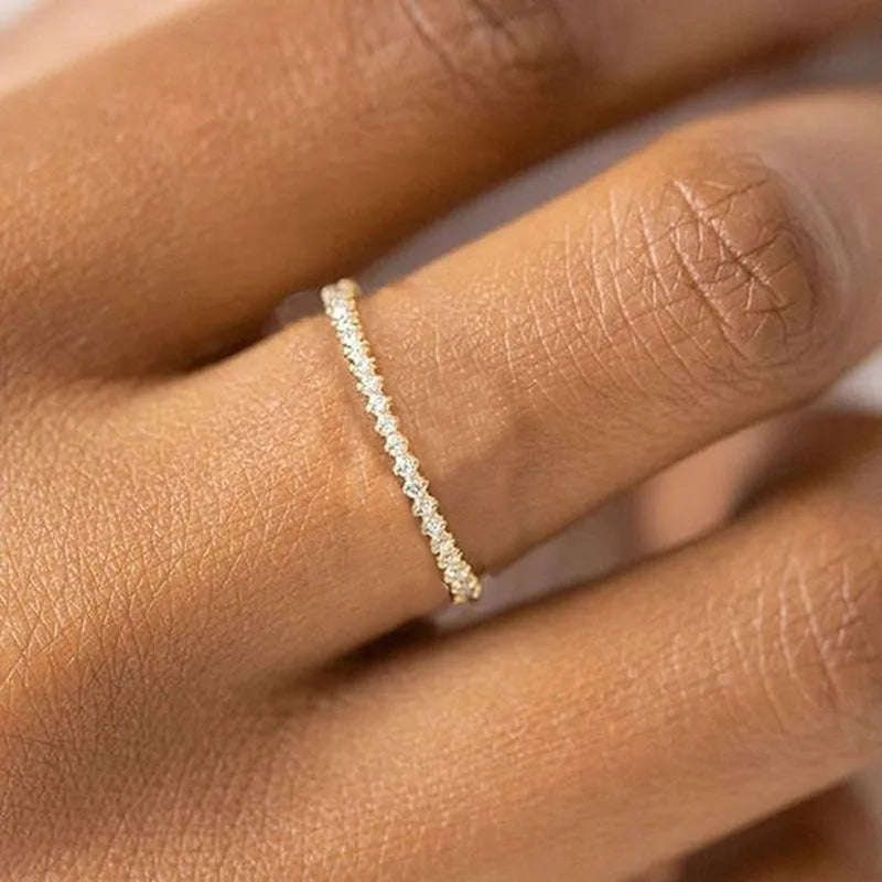 INS Trendy Gold Midi Ring – Dainty Zircon Luxury