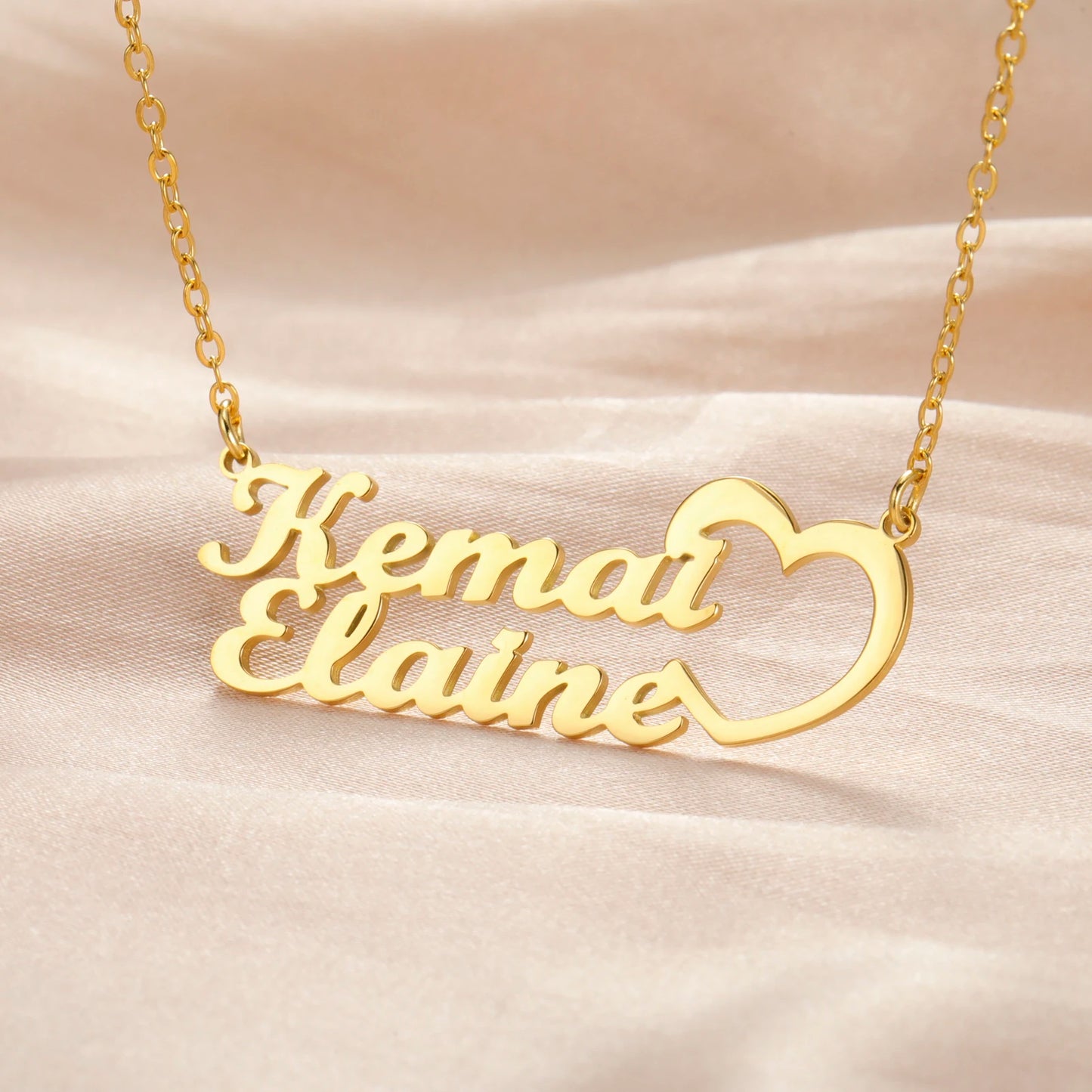 Elegant Custom Name Necklace – Dual Name Personalized Pendant in Premium Stainless Steel
